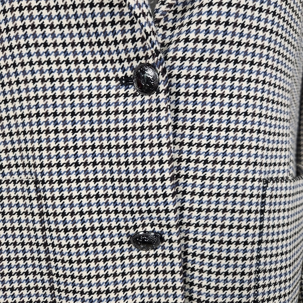 JONES NEW YORK Black White and Blue Houndstooth Blazer Size XL - Picture 7 of 12